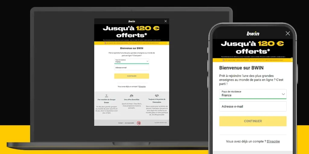 Registrazione all'app mobile di Bwin